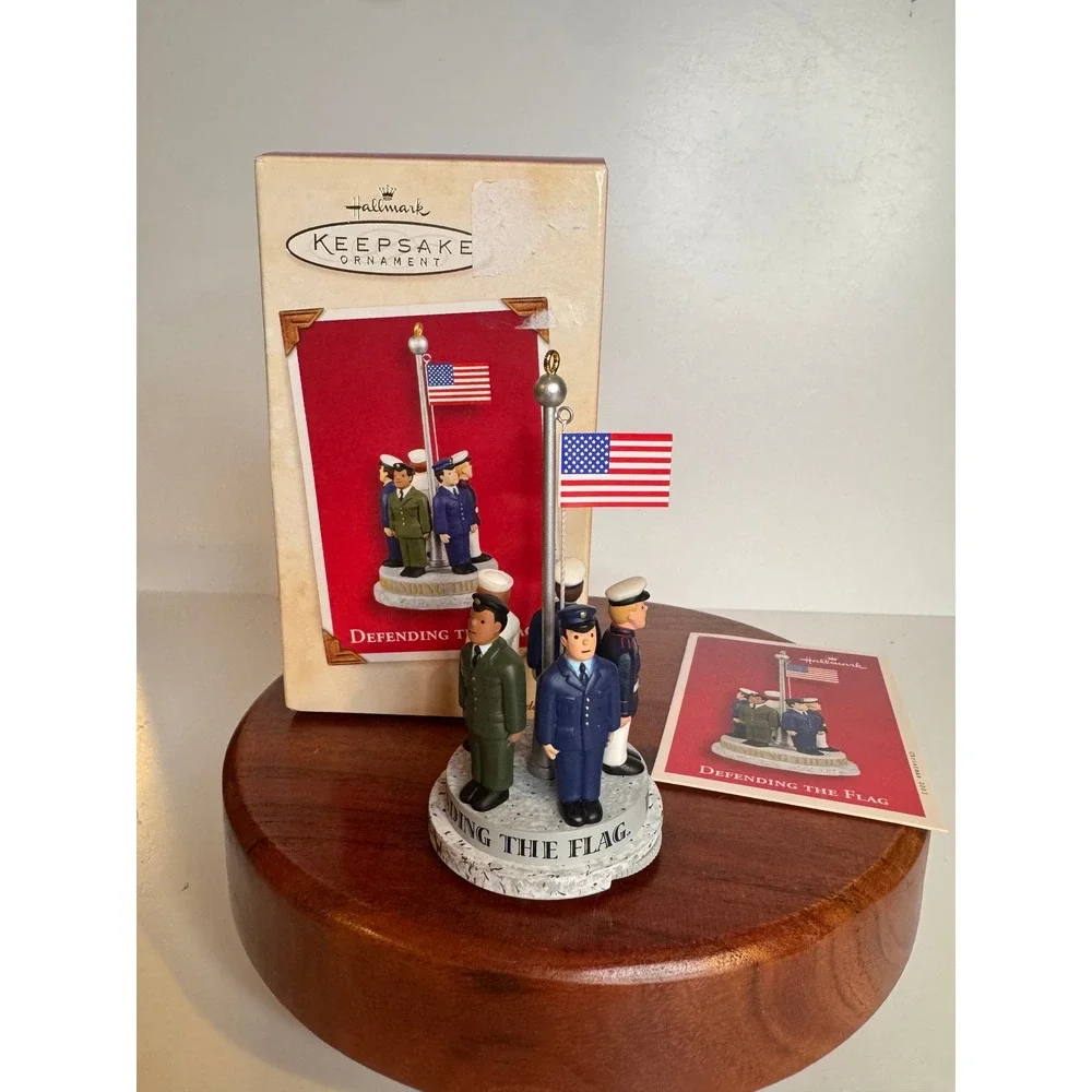 Hallmark Keepsake Defending‎ The Flag Ornament 2003 Patriotic Military Flag